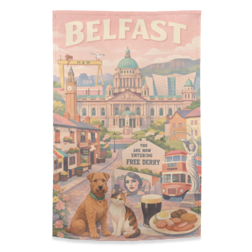 Belfast Pastel Poster - funny tea towel by AP