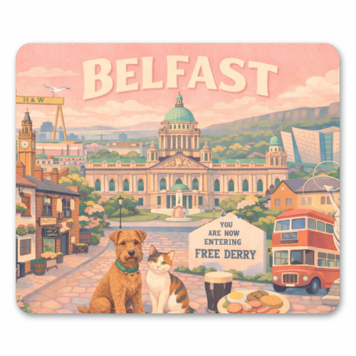 Belfast Pastel Poster - mouse mat by AP