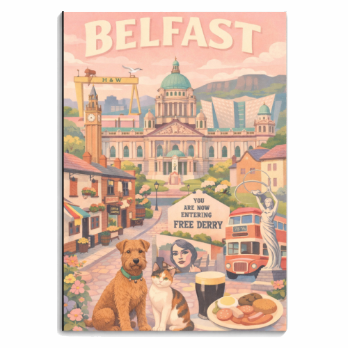 Belfast Pastel Poster - personalised A4, A5, A6 notebook by AP