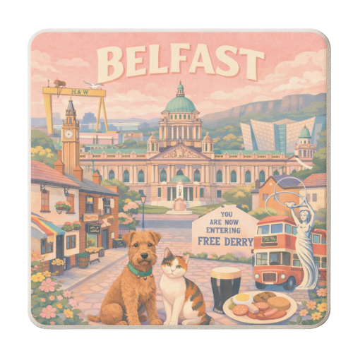 Belfast Pastel Poster - personalised beer coaster by AP