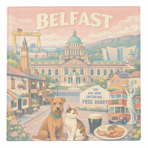 Belfast Pastel Poster - personalised beer coaster by AP