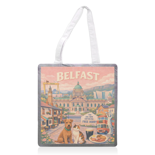 Belfast Pastel Poster - printed canvas tote bag by AP