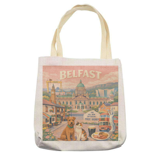 Belfast Pastel Poster - printed canvas tote bag by AP