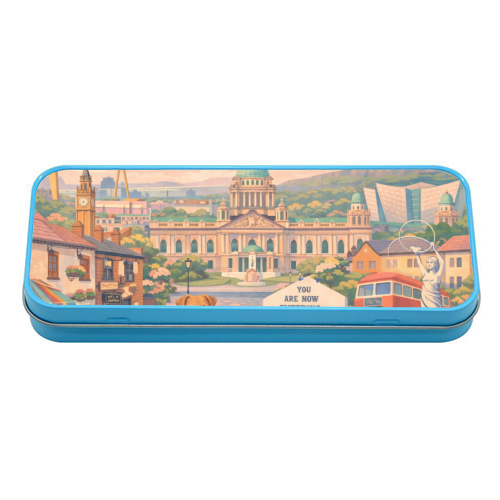 Belfast Pastel Poster - tin pencil case by AP
