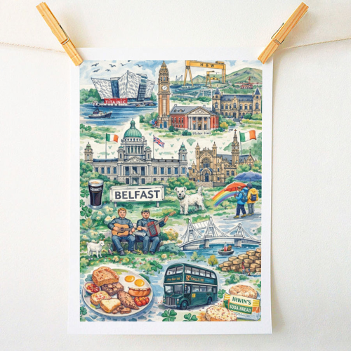 Belfast Watercolour - A1 - A4 art print by Ms Doodle