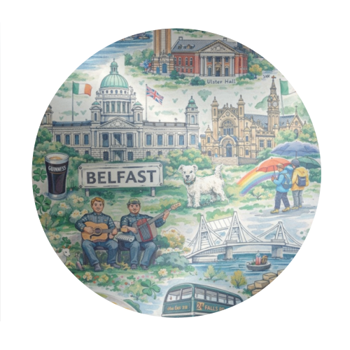Belfast Watercolour - Circle Sticker by Ms Doodle