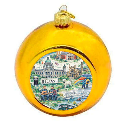 Belfast Watercolour - colourful christmas bauble by Ms Doodle