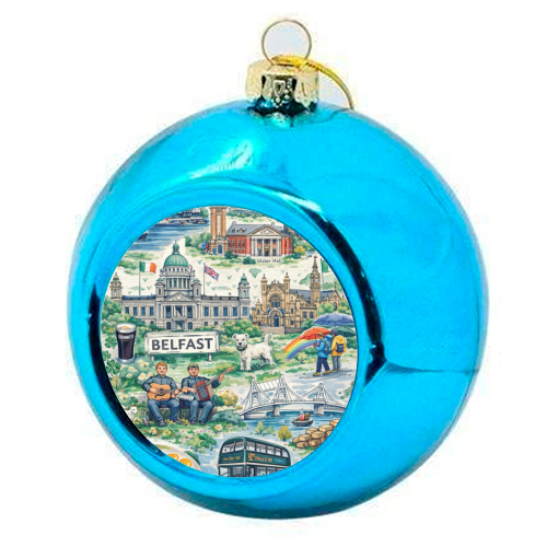 Belfast Watercolour - colourful christmas bauble by Ms Doodle