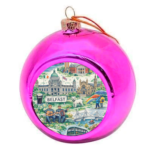 Belfast Watercolour - colourful christmas bauble by Ms Doodle