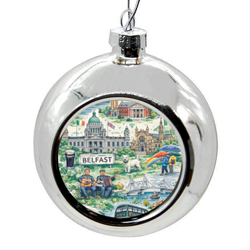 Belfast Watercolour - colourful christmas bauble by Ms Doodle