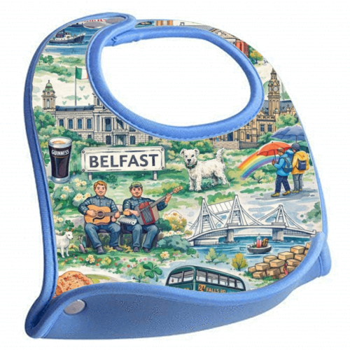 Belfast Watercolour - feeding bib by Ms Doodle