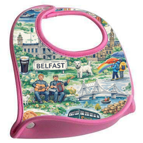 Belfast Watercolour - feeding bib by Ms Doodle