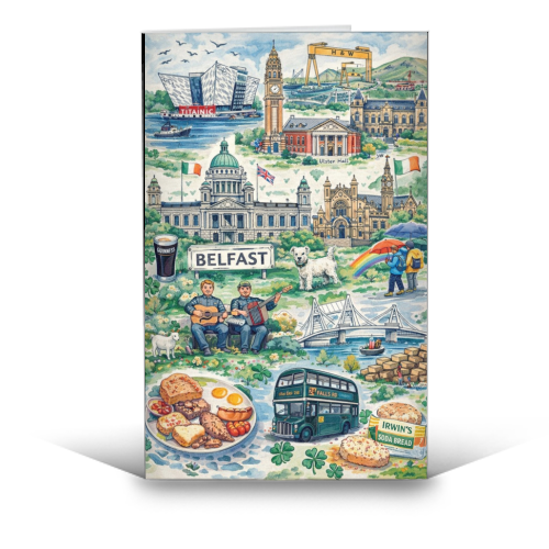 Belfast Watercolour - funny greeting card by Ms Doodle