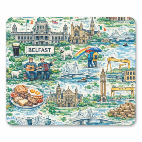 Belfast Watercolour - mouse mat by Ms Doodle