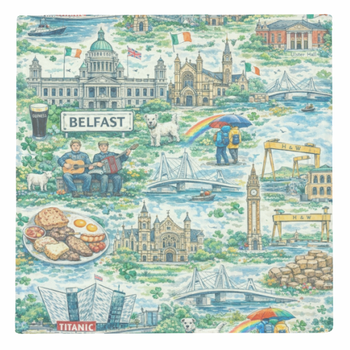 Belfast Watercolour - personalised beer coaster by Ms Doodle