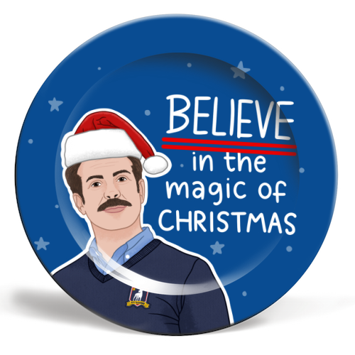 Believe in the magic of Christmas - ceramic dinner plate by Loren Grosvenor