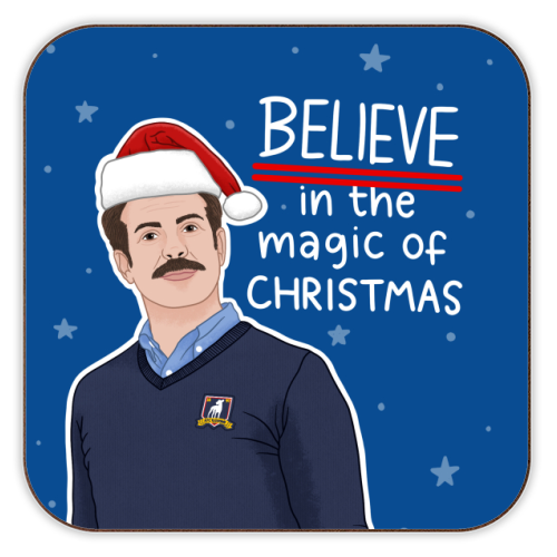 Believe in the magic of Christmas - personalised beer coaster by Loren Grosvenor