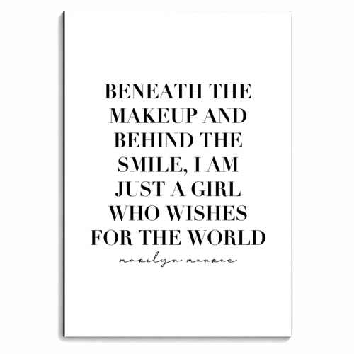 Beneath the Makeup and Behind the Smile, I Am Just A Girl Who Wishes for the World. -Marilyn Monroe Quote - personalised A4, A5, A6 notebook by Toni Scott