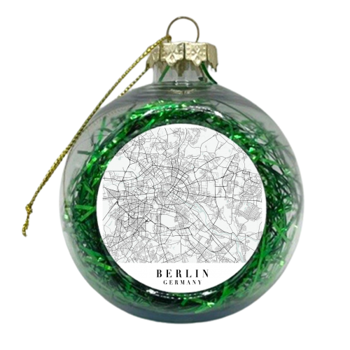 Berlin Germany Blue Water Street Map - xmas bauble by Toni Scott