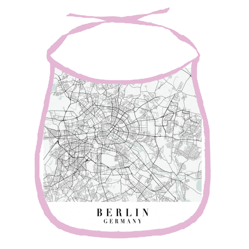 Berlin Germany Blue Water Street Map - funny baby bib by Toni Scott