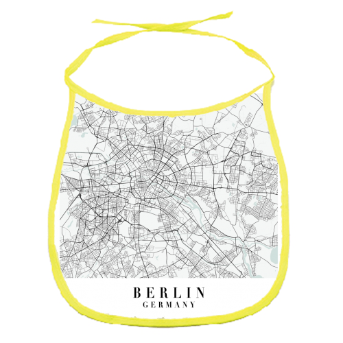 Berlin Germany Blue Water Street Map - funny baby bib by Toni Scott