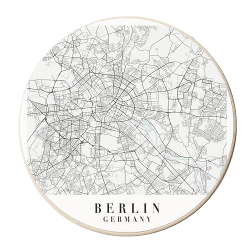 Berlin Germany Blue Water Street Map - personalised beer coaster by Toni Scott