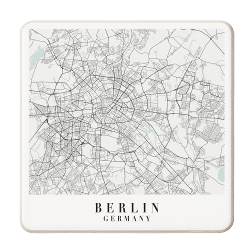 Berlin Germany Blue Water Street Map - personalised beer coaster by Toni Scott