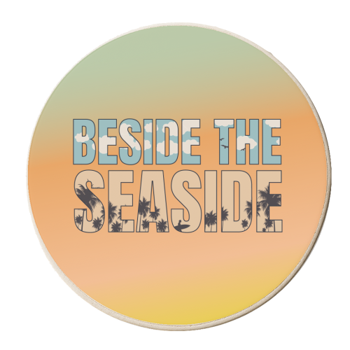Beside the Seaside Nautical Beach Design - personalised beer coaster by AbiGoLucky