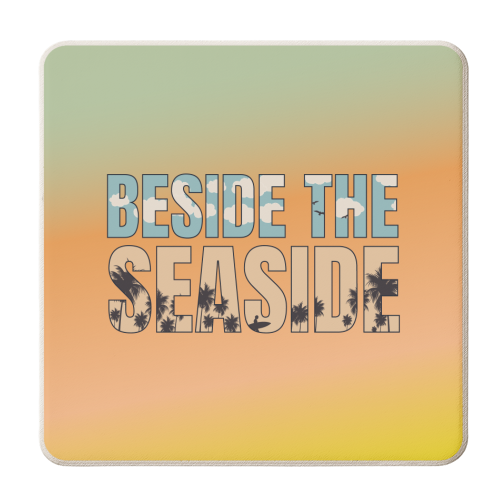 Beside the Seaside Nautical Beach Design - personalised beer coaster by AbiGoLucky