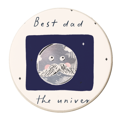 best Dad in the Universe Cute Design - personalised beer coaster by Lisa Wardle