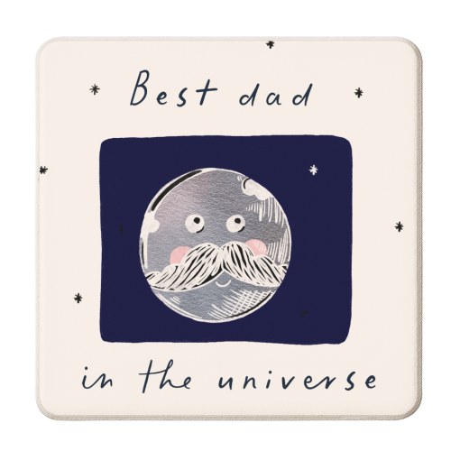 best Dad in the Universe Cute Design - personalised beer coaster by Lisa Wardle