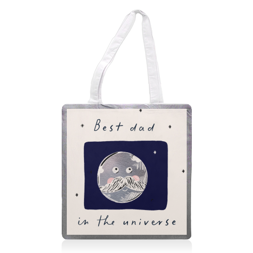 best Dad in the Universe Cute Design - printed canvas tote bag by Lisa Wardle