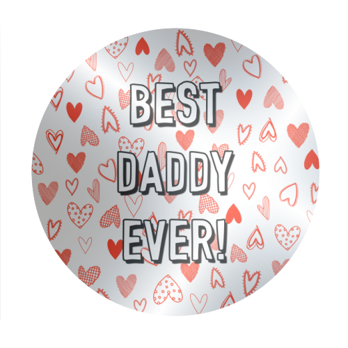 Best Daddy Ever (red heart pattern) - Circle Sticker by Adam Regester