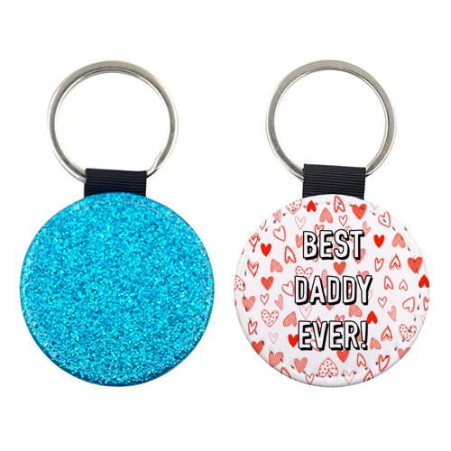 Best Daddy Ever (red heart pattern) - keyring by Adam Regester