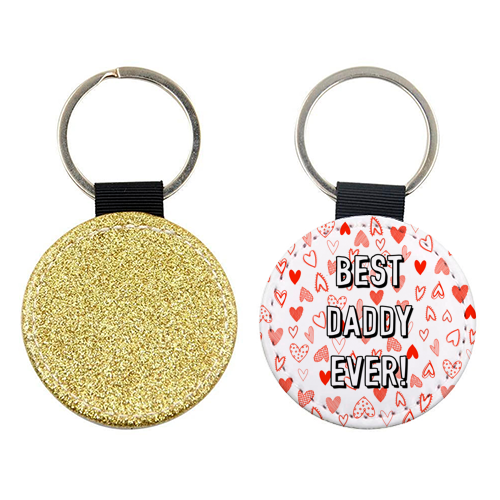 Best Daddy Ever (red heart pattern) - keyring by Adam Regester