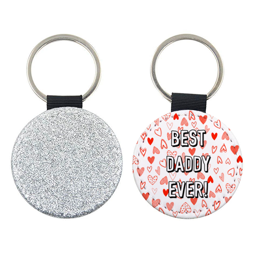 Best Daddy Ever (red heart pattern) - keyring by Adam Regester