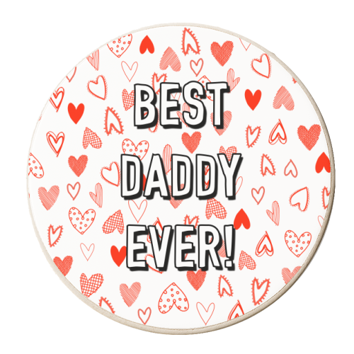 Best Daddy Ever (red heart pattern) - personalised beer coaster by Adam Regester