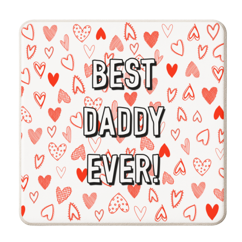 Best Daddy Ever (red heart pattern) - personalised beer coaster by Adam Regester