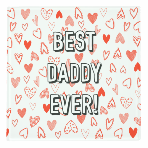 Best Daddy Ever (red heart pattern) - personalised beer coaster by Adam Regester