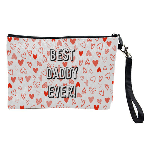 Best Daddy Ever (red heart pattern) - pretty makeup bag by Adam Regester