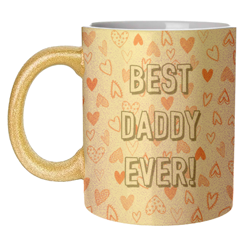 Best Daddy Ever (red heart pattern) - unique mug by Adam Regester