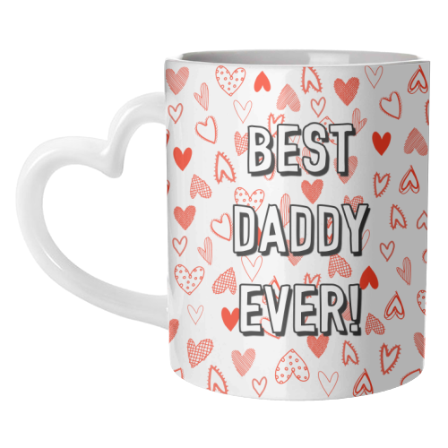Best Daddy Ever (red heart pattern) - unique mug by Adam Regester