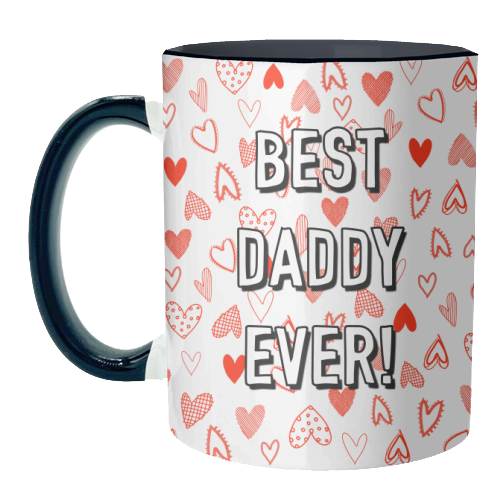 Best Daddy Ever (red heart pattern) - unique mug by Adam Regester