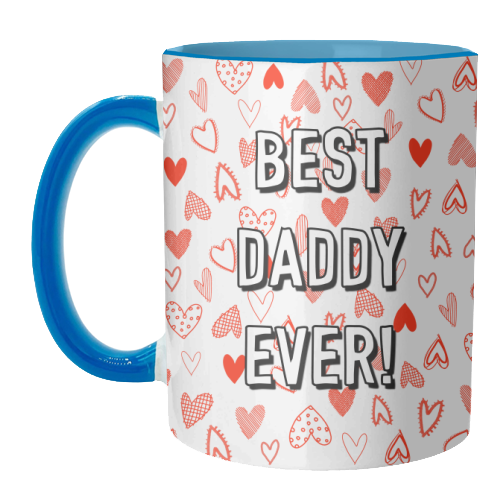 Best Daddy Ever (red heart pattern) - unique mug by Adam Regester