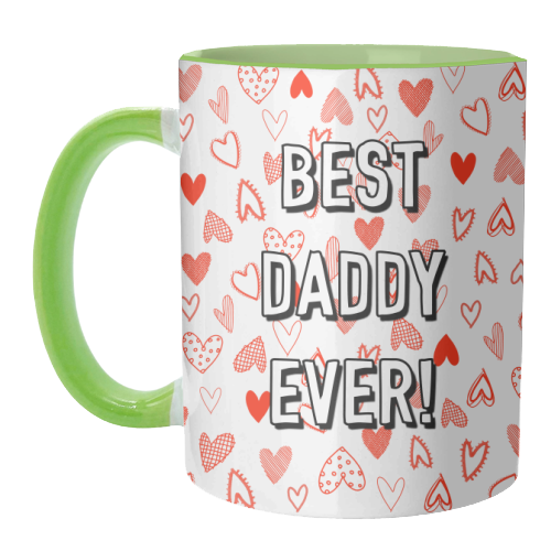 Best Daddy Ever (red heart pattern) - unique mug by Adam Regester