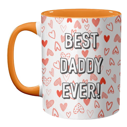 Best Daddy Ever (red heart pattern) - unique mug by Adam Regester