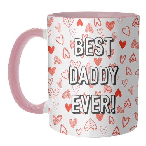 Best Daddy Ever (red heart pattern) - unique mug by Adam Regester