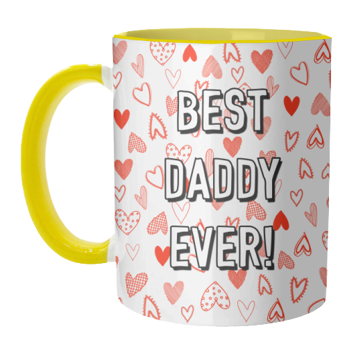 Best Daddy Ever (red heart pattern) - unique mug by Adam Regester