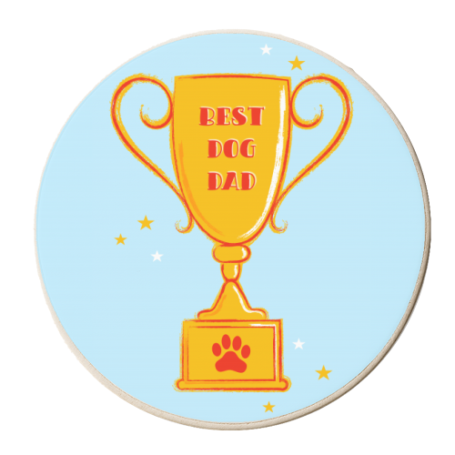 Best Dog Dad Trophy - personalised beer coaster by Adam Regester
