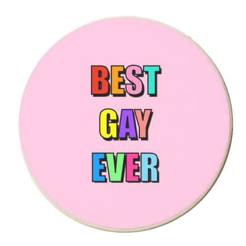 Best Gay Ever (Colourful Text Version) - personalised beer coaster by Adam Regester